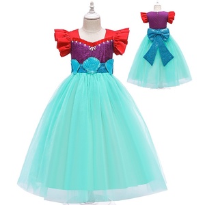 Disfraz de Sirena <span class=keywords><strong>Ariel</strong></span> para Halloween, Vestido de Fiesta con Mangas Abullonadas para Niñas, Elegante Vestido de Tul con Flores para Cumpleaños, Vestido de Princesa - Product Image 6