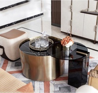 Ensemble de tables basses en marbre rondes et dorées, meubles de salon de luxe populaires