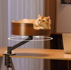 Lits et accessoires pour animaux de compagnie : Meuble en bois courbé pour animaux, <span class=keywords><strong>bureau</strong></span> en bois réglable et <span class=keywords><strong>surélevé</strong></span>, tour pour chat, <span class=keywords><strong>lit</strong></span> pour chat pour table de <span class=keywords><strong>bureau</strong></span> - Product Image 1