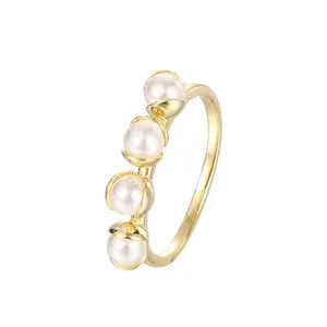 Original Design Frauen Mode-Ring 925 Sterling Silber Shell Perle Ring 18K Gold