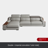 Canapé d'angle en cuir moderne et simple avec recharge USB pour appartement et hôtel