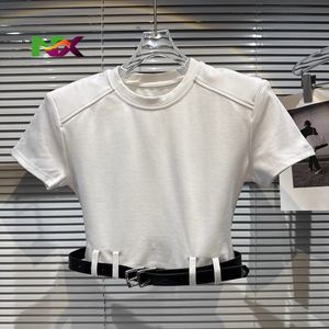 <span class=keywords><strong>Camiseta</strong></span> Corta Ecológica para Mujer con Tela de Malla, Cinturón de Pana y <span class=keywords><strong>Hombreras</strong></span> - Product Image 4