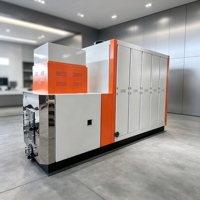 Équipement de chauffage efficace, générateur de vapeur à granulés de biomasse, construction verticale à tubes de fumée, dimensions 2,4 x 2,4 x 2,85 m