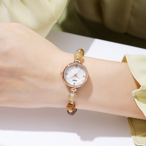 New Arrival Natural Stone And Copper Band Slim Round Zinc Alloy <b>Case</b> Glass Crystal Copper Buckle Elegant Minimalist Design - Product Image 3