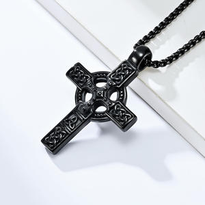 Titanium Steel Celtic <b>Cross</b> Pendant Men's Necklace Vintage Woven Pattern Fashion Jewelry Gift - Product Image 4