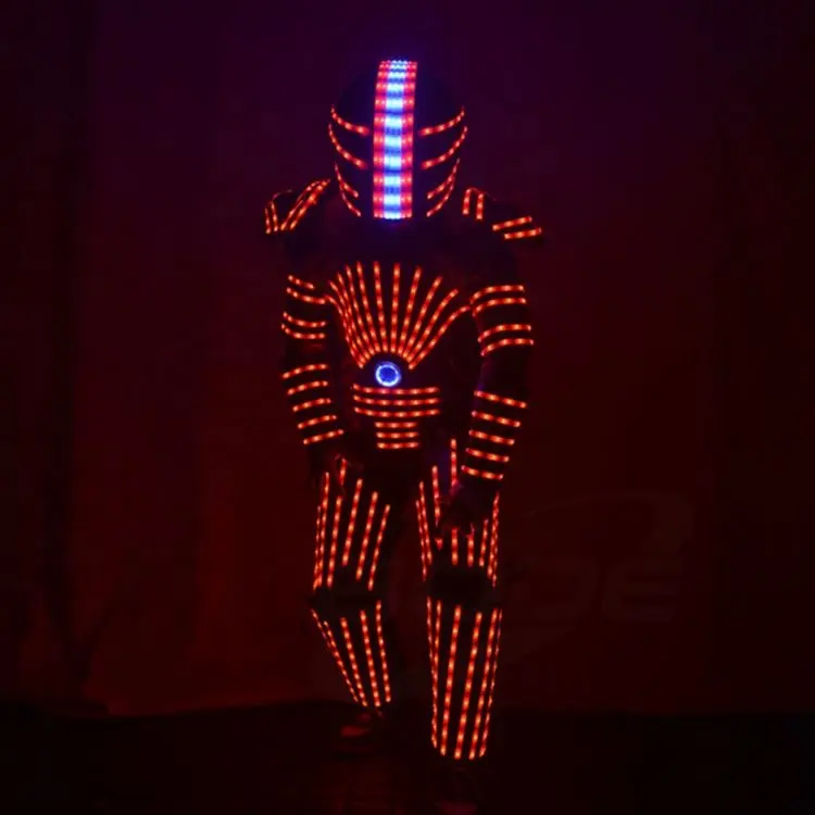 Disfraz de LED luminoso a todo color para adultos, disfraz de Robot LED con Control remoto personalizado, novedad