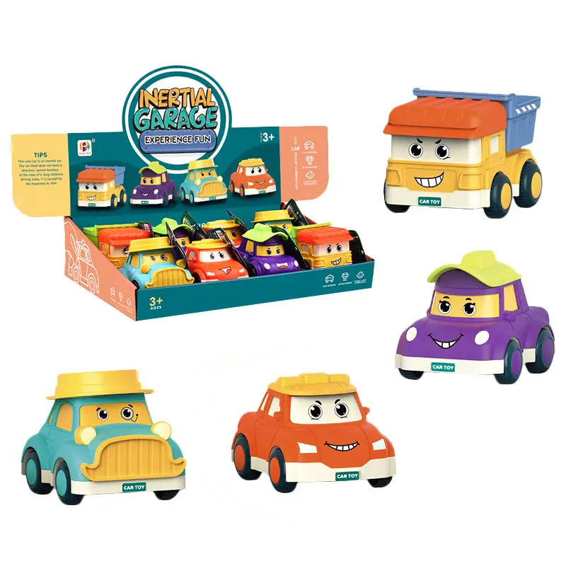 Niños conjunto de juguete de dibujos animados de fundición dual inercia coche camión de fricción