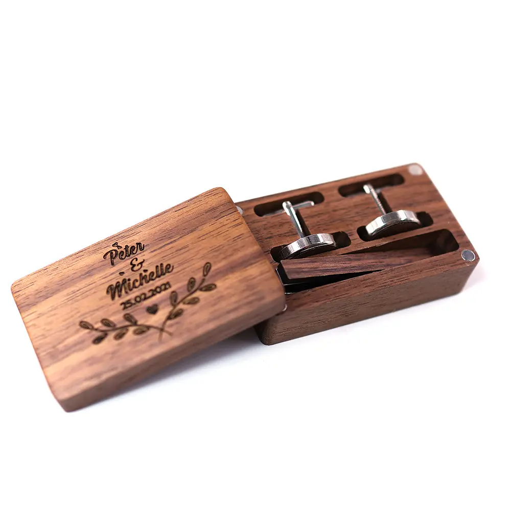 Clip für Bindungsschlüssel verpackungsbox schwarze Walnuss Hochzeit hölzerner Schmuck Gäste Empfang Manschettenschlüssel-Schachtel Holz