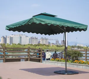 Popular outdoor sea beach furniture sun umbrella side parasol in square shape