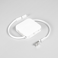 Câble de chargeur multi-rapide rétractable, cordon de charge multiple, câble USB multi 4 en 1 avec ports USB Type C/Pin L pour téléphones portables