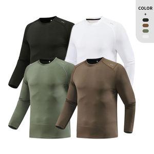 Vêtements de sport en vrac col rond manchette élastique décontracté basket-ball entraînement séchage rapide course à manches longues hommes T-shirt de sport - Product Image 3