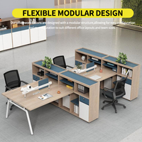 Cloison écran en bois sur mesure style panneau table sur pied 8 places bureau modulaire poste de travail mobilier de bureau