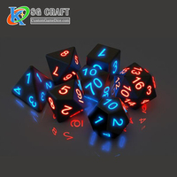 Dés de casino polyédriques personnalisés noirs de 19 mm, lot de dés pour Donjons et Dragons, jeu de rôle, DND, jeu électronique lumineux, dés LED D6 D%