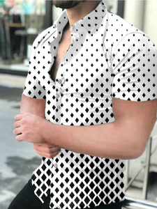 Nouvelle Arrivée Chemises <span class=keywords><strong>Homme</strong></span> Style Vintage Été Imprimé Floral Peinture à l'Encre Boutonnées Manches Courtes pour Hommes - Product Image 4