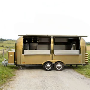 Unité mobile de restauration urbaine pour glaces, finition métallique, avec deux fenêtres de service, structure en acier inoxydable, conception à 4 roues pour zones très fréquentées - Product Image 3