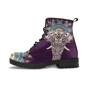 Custom Shoes Manufacturers Wholesale Designs Elephant Totem Pattern Leather Original Platform Boots
