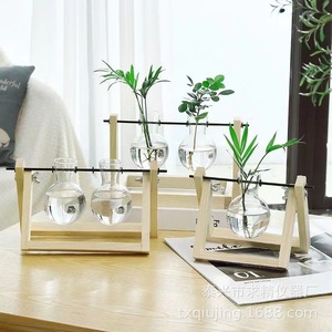 Wooden Glass Plant Container 21Cm X 15Cm Desktop Indoor Flower Green Plant Decor - Product Image 3