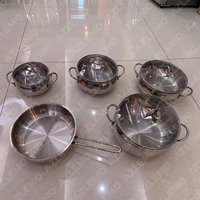 Set Panci dan Wajan Stainless Steel 9 Buah yang Tahan Lama, Peralatan Masak Induksi, Peralatan Dapur, Panci Stok untuk Acara Kumpul Keluarga