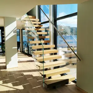 畅销工厂价格楼梯不锈钢立管扶手栏杆木质玻璃栅栏铁台阶金属纵梁楼梯