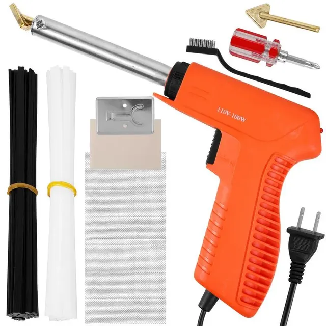 Car Bumper Repair Tool 2 Welding Tips 100W Plastic Welding Kit Soldering Iron Gun Plastic Welder Machine