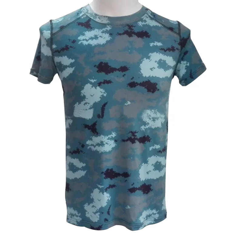 Tactical T-shirt Sublimation Print Men Dry Fit Tee Shirt Camouflage Pattern Polyester Spandex Fitness T-shirt