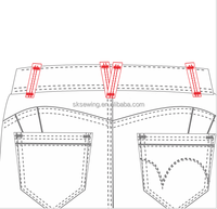 Machine à coudre pour la fixation de boucles de ceinture à double aiguille sur les pantalons en jean