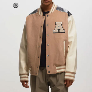 Veste universitaire d'hiver personnalisée pour hommes et femmes, en laine et cuir, col montant, logo frontal, patch en chenille, logo de marque OEM, teinture unie - Product Image 2