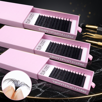 Extensions de cils DreamFlower en soie de cachemire mate, faites à la main, sans cruauté, véganes, en plateaux pour volume, vente en gros