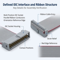 Câble plat flexible gris multi-contacts IDC pour contrôleurs de circuits imprimés et équipements électroniques, fabriqué sur mesure