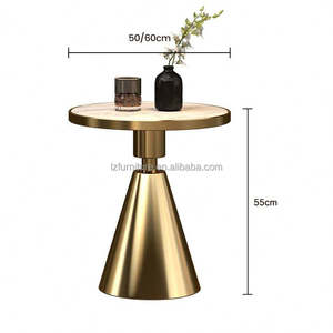 Table d'appoint ronde de style italien moderne en ardoise et métal doré pour salon, meubles de maison - Product Image 1