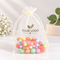 Sac de shopping en organza transparent avec logo personnalisé, pochette à cordon pour bijoux, emballage cadeau, bonbons et cosmétiques