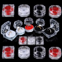 Boîte à bagues en acrylique transparent en gros pour présentation de cosmétiques, impression sérigraphique de logo personnalisé, épaisseur sur mesure, OEM accepté, MOQ 100 pièces
