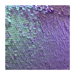 Lujosa cortina transparente de Organza para dormitorio de niñas, cortina con bordado de lentejuelas grandes de 18mm, color púrpura con degradado, 4x6 pies