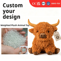Peluche de vache des Highlands lestée pour enfants, douce et confortable, garnie de coton PP