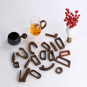 Poignées de tasses à café en bois de noyer noir massif, poignée plate et droite, usage domestique C110 - Product Image 2