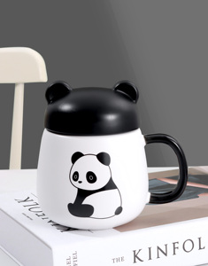 แก้วน้ำลายการ์ตูนแพนด้าน่ารัก ขนาด 17 ออนซ์ แก้วเซรามิกสำหรับฤดูหนาว แก้วกาแฟ แก้วมัคแบบมีฝาปิด สินค้าขายดี - Product Image 6
