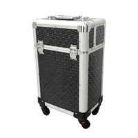 Mallette roulante en aluminium de grande capacité mallette de train de maquillage multicouche organisateur cosmétique mallette à ongles professionnelle avec roues