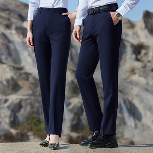 Unisex Straight Leg <b>Trousers</b> Polyester Micro <b>Elastic</b> <b>Work</b> Pants 2025 New Style - Product Image 1