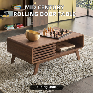 Mesa de Centro Convertible de Madera Estilo Moderno de Mediados de Siglo con Almacenamiento para Sala de Estar, Apartamento, Muebles para el Hogar - Product Image 2