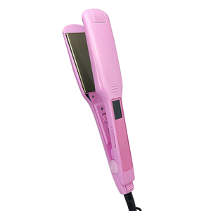 Lisseur de cheveux professionnel à plaques larges rose, 480 degrés, écran LCD numérique, titane, lisseur de cheveux à marque privée - Product Image 1