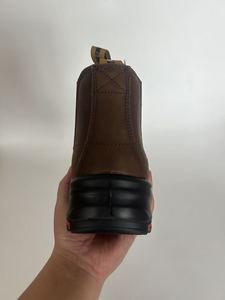 Zapatos de seguridad DSF53 con puntera de acero y cuero de grano completo, color marrón y negro, personalizables, colaboración OEM ODM, botas de seguridad tipo Chelsea. - Product Image 2