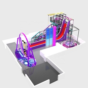 Aire de jeux intérieure commerciale de haute qualité sur le thème cosmique, avec château gonflable, zone de jeux souple et grand toboggan pour enfants - Product Image 4