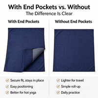 Handuk Yoga Anti Selip, Menyerap Keringat, Cepat Kering, Bahan Mikrofiber dengan Kantong di Sudut untuk Hot Yoga, Pilates, Fitness, dan Latihan Yoga