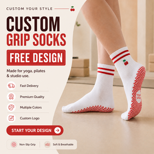Nouvelles Chaussettes de Yoga et Pilates à Volants Personnalisées pour Femme, Chaussettes de Sport Antidérapantes avec Logo Brodé - Product Image 2
