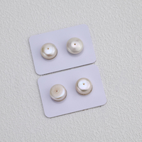 Perles de culture d'eau douce naturelles 12-13mm/12.5-13mm AAAA blanches à demi-trou pour boucles d'oreilles et pendentifs DIY