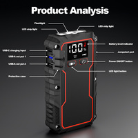 Démarreur portable 900A à courant de crête, booster de batterie de voiture, batterie externe, pompe à air, gonfleur de pneus, lampe, anti-étincelles pour moto
