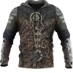 Armadura de hombre Europeo Americano SERIE DE mitología vikinga 3D Cool Print sudadera primavera moda Otoño calle tendencia tejido