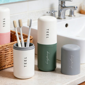 Travel toothbrush case, toothbrush cup, rinse cup, travel mouthwash cup, couple's toothbrush <b>storage</b> <b>box</b>, portable toothbrush - Product Image 2