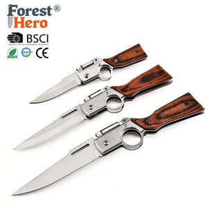 थोक हॉट विक्रेता स्टेनलेस स्टील ब्लेड लकड़ी हैंडल तह सामरिक अस्तित्व शिविर चाकू - Product Image 1