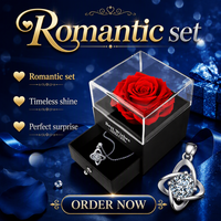 Hflora nouveau produit en gros roses conservées boîte à bijoux pour toujours fleur dans une boîte-cadeau cadeau de noël pour mère petite amie